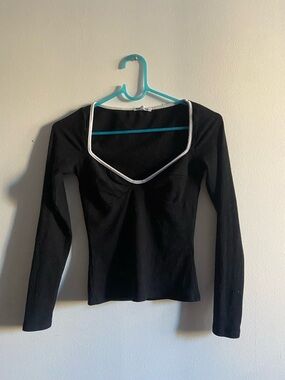 Reformation Black Ribbed Tank with White Neck Trim